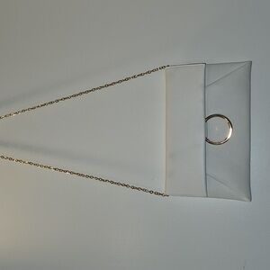 Elegant White Clutch Bag with Gold Chain